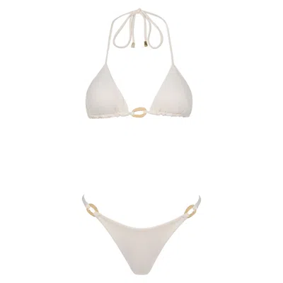 Acuarela Brand Women's Capri Triangle Bikini Set - Off White