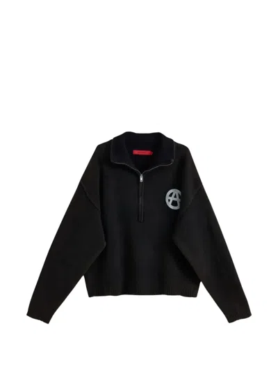 Acupuncture 1993 Anarchy Distressed Logo-print Sweater In Black