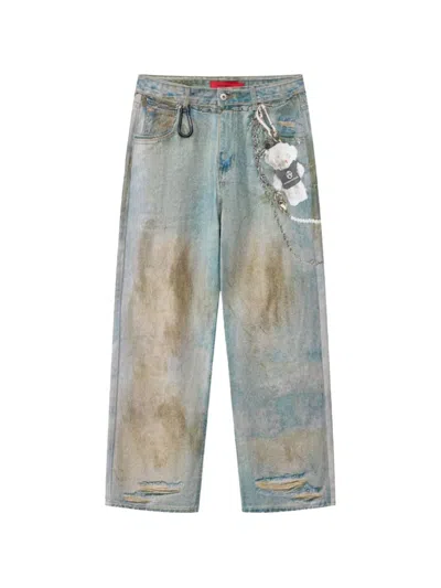 Acupuncture 1993 Distressed Chain-link Jeans In Blue