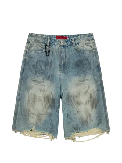 Acupuncture 1993 Distressed Faded-effect Shorts In Blue