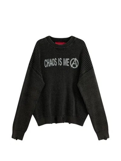 Acupuncture 1993 Distressed Waffle-knit Sweater In Green