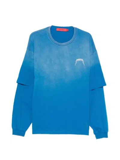 Acupuncture 1993 Layered-sleeve Logo-print T-shirt In Blue
