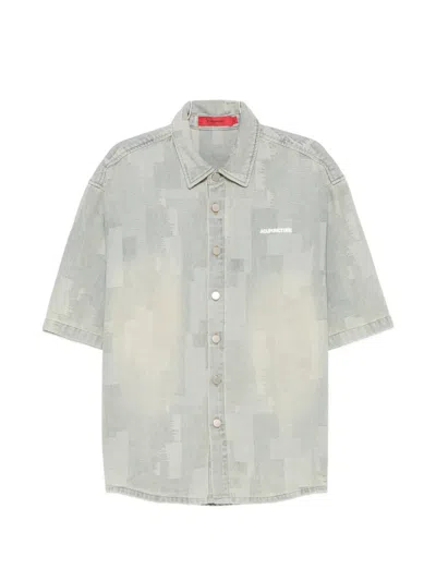 Acupuncture 1993 Patchwork-effect Short-sleeve Shirt In Gray