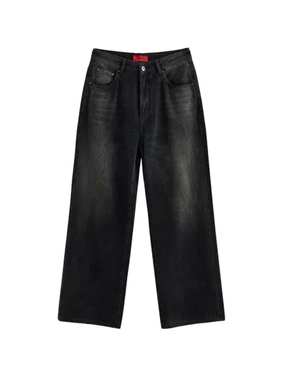 Acupuncture 1993 Stone-wash Wide-leg Jeans In Black