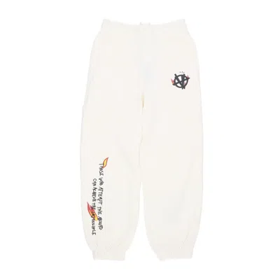 Acupuncture Lightweight Men's Tracksuit Pants Flamed Logo Pants White