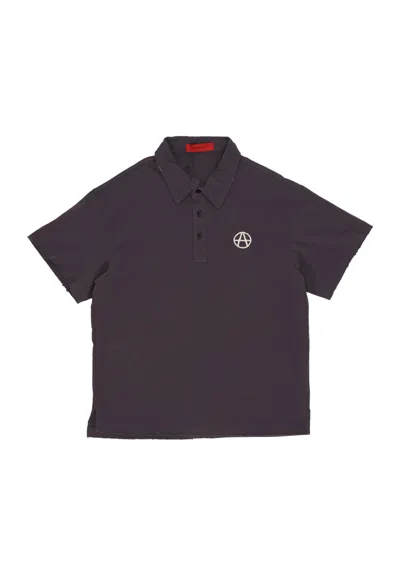 Acupuncture Polo Sleeve Corta Man Acu Polo Tee Dark Grey In Gray