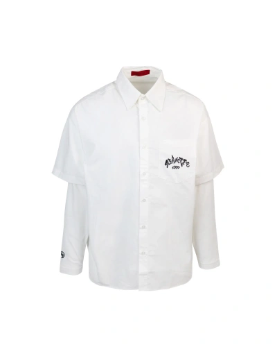 Acupuncture Shirt With Overlapping Sleeves In White