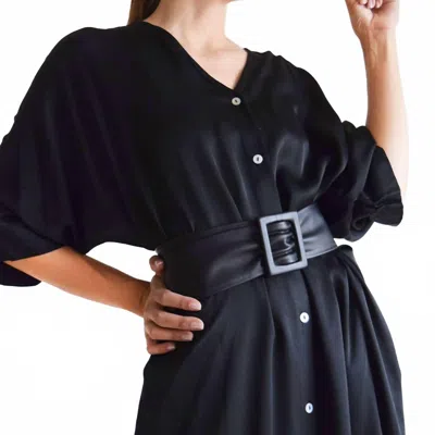 Ada Collection Apropos Leather-wrapped Buckle Belt In Black