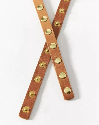 Ada Collection Cala Leather Belt In Cognac In Green