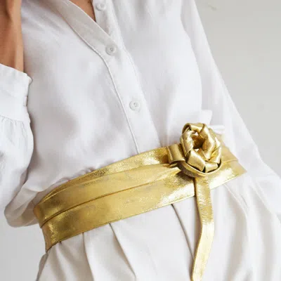 Ada Collection Classic Wrap Belt In Yellow
