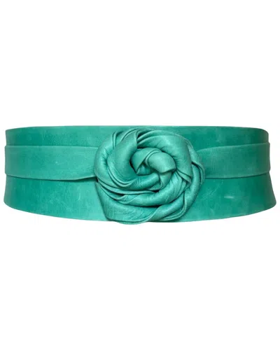 Ada Collection Classic Wrap Leather Belt In Green