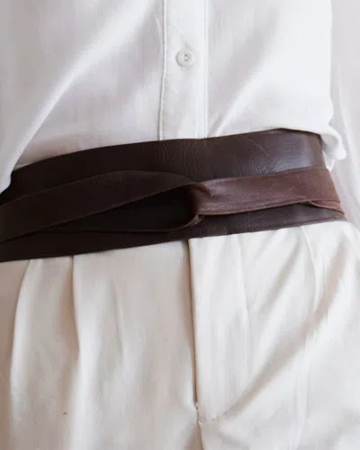 Ada Collection Classic Wrap Leather Belt In Brown