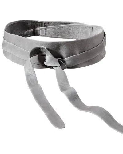 Ada Collection Classic Wrap Leather Belt In Grey