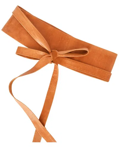 Ada Collection Classic Wrap Leather Belt In Orange