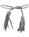 Ada Collection Fringe Soga Leather Belt In Grey