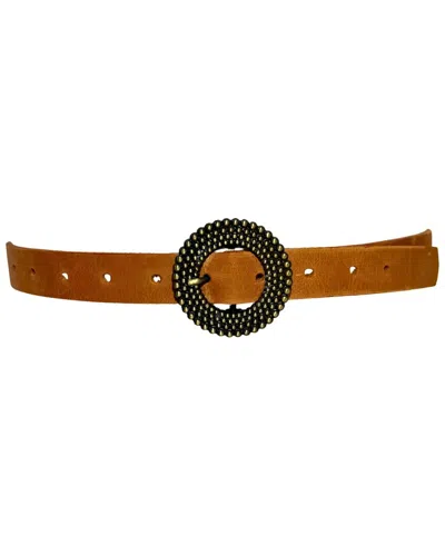 Ada Collection Golden Leather Belt In Brown