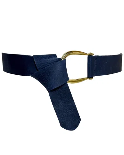 Ada Collection Maja Leather Belt In Blue