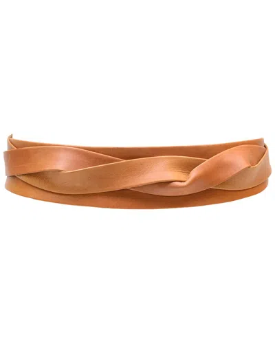 Ada Collection Midi Wrap Leather Belt In Brown