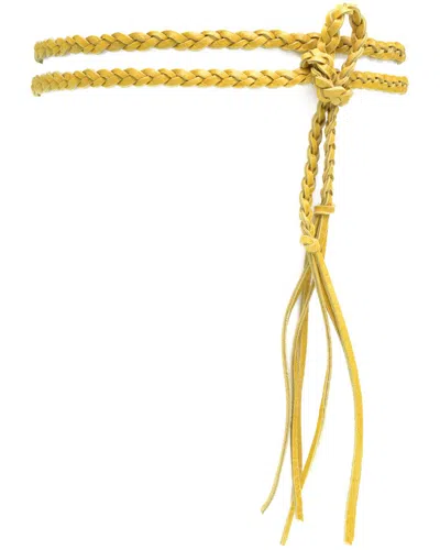 Ada Collection Selmi Leather Belt In Yellow
