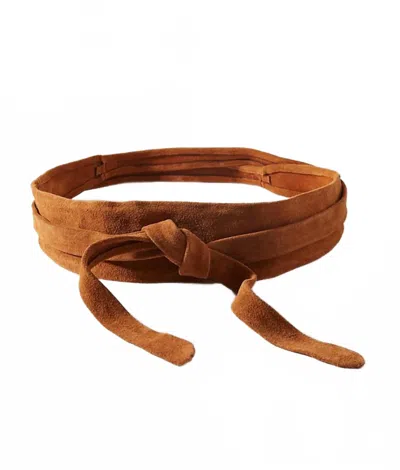 Ada Collection Women's Wrap Suede Leather Belt In Cognac In Metallic