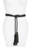 Ada Fringe Soga Leather Belt In Black