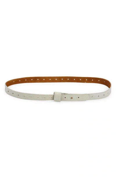 Ada Iris Snake Embossed Leather Belt In Neutral