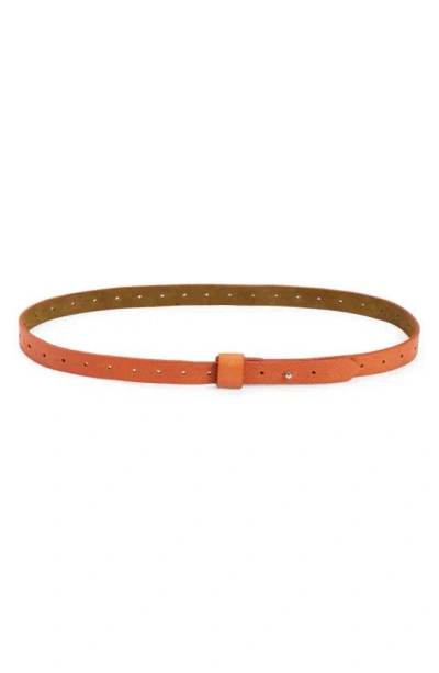 Ada Iris Snake Embossed Leather Belt In Orange Python