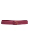 Ada Mallorca Double Leather Belt In Burgundy