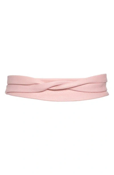 Ada Midi Leather Wrap Belt In Pink Texture