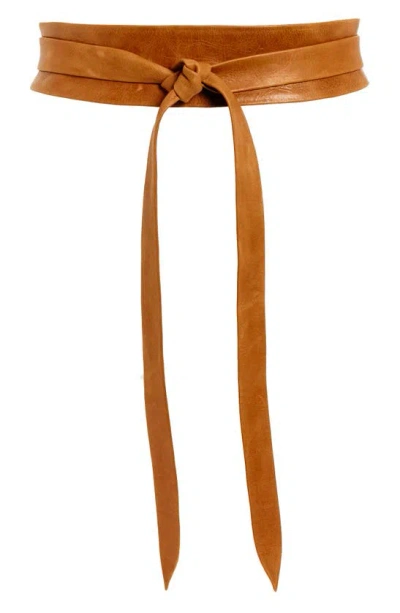 Ada Midi Leather Wrap Belt In Brown