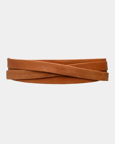 Ada Midi Wrap Belt In Red In Brown