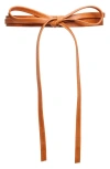Ada Skinny Leather Wrap Belt In Cognac