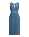 Ada Sorrentino Woman Midi Dress Pastel Blue Size 10 Silk, Polyester In Blue