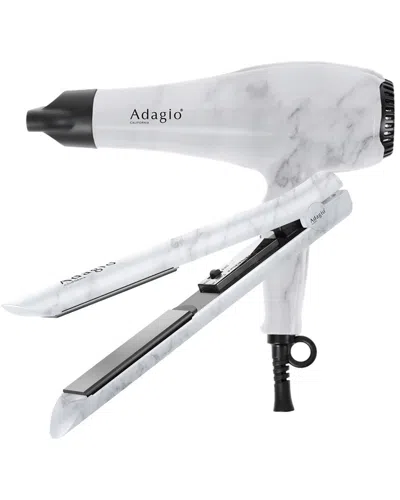 Adagio Blow Dry & Straighten Essentials Duo In White