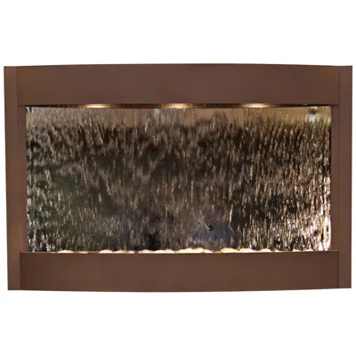 Adagio Calming Waters 35"h Mirrored Woodland Brown Led Wall Fountain