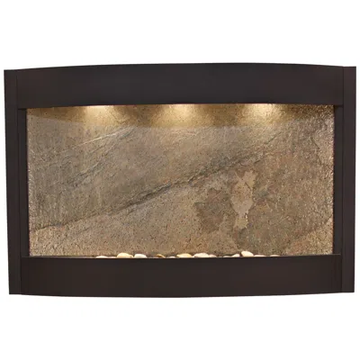 Adagio Calming Waters Green Stone Textured Black 35"h Led Wall Fountain