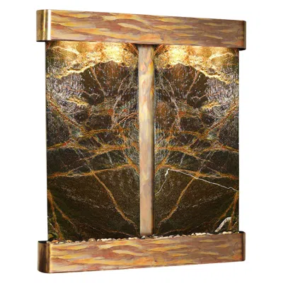 Adagio Cottonwood Falls 69" Green Marble And Copper Wall Fountain