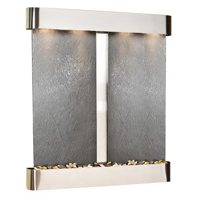 Adagio Cottonwood Falls 69"h Round Steel Black Stone Wall Fountain In White