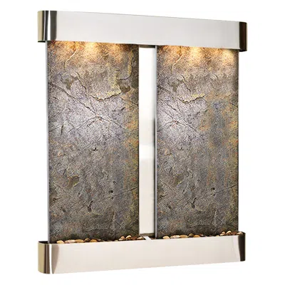 Adagio Cottonwood Falls Round Steel Green Stone 69"h Wall Fountain In White