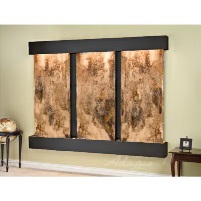 Adagio Deep Creek Falls 69"h Blackened Travertine Fountain-sq Edges
