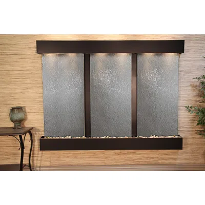 Adagio Deep Creek Falls 69"h Blkened Blk Stone Fountain-sq Edges