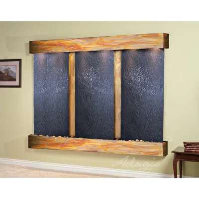 Adagio Deep Creek Falls 69"h Rustic Black Stone Fountain-sq Edges