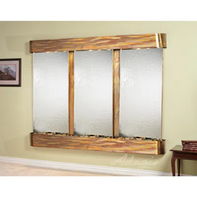 Adagio Deep Creek Falls 69"h Rustic Sil Mirror Fountain-rnd Edges