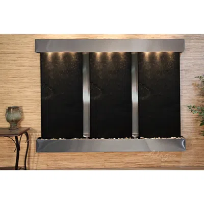 Adagio Deep Creek Falls 69"h Steel Black Stone Fountain-sq Edges
