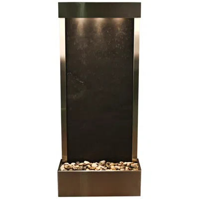 Adagio Harmony River 70" High Black Stone And Steel Modern Fountain