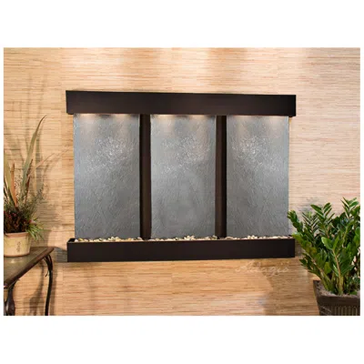 Adagio Olympus Falls 54"h Black Stone Indoor Copper Wall Fountain