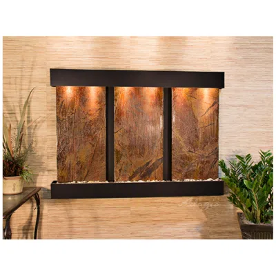 Adagio Olympus Falls 54"h Brown Marble Indoor Copper Wall Fountain
