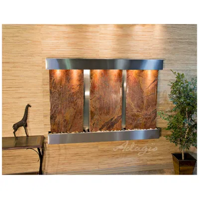 Adagio Olympus Falls 54"h Brown Marble Indoor Steel Wall Fountain