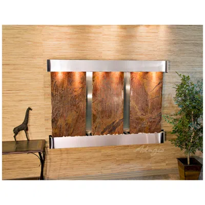 Adagio Olympus Falls 54"h Brown Marble Round Indoor Wall Fountain