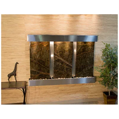 Adagio Olympus Falls 54"h Green Marble Indoor Steel Wall Fountain